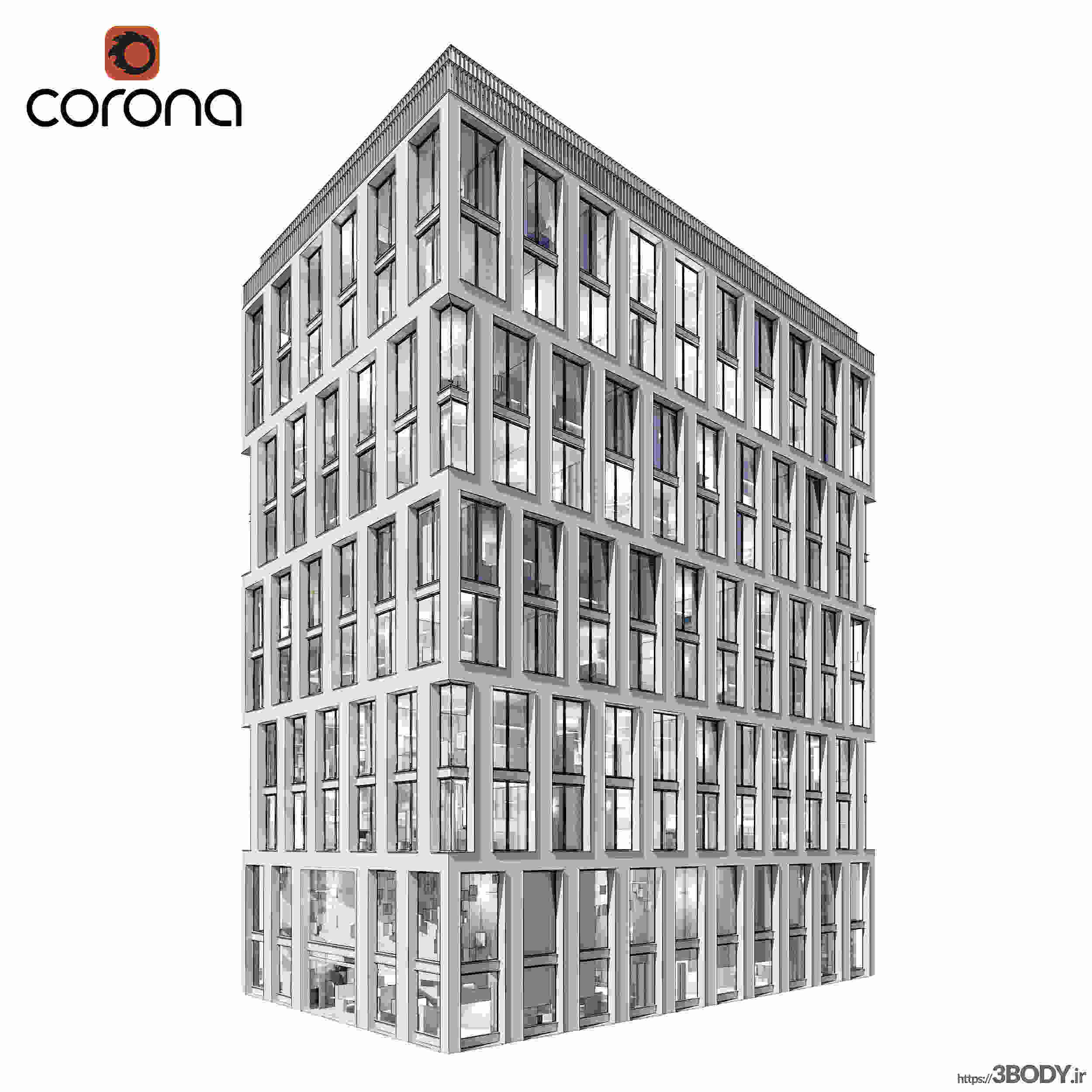 مدل سه بعدی ساختمان اداری مدرن عکس 3