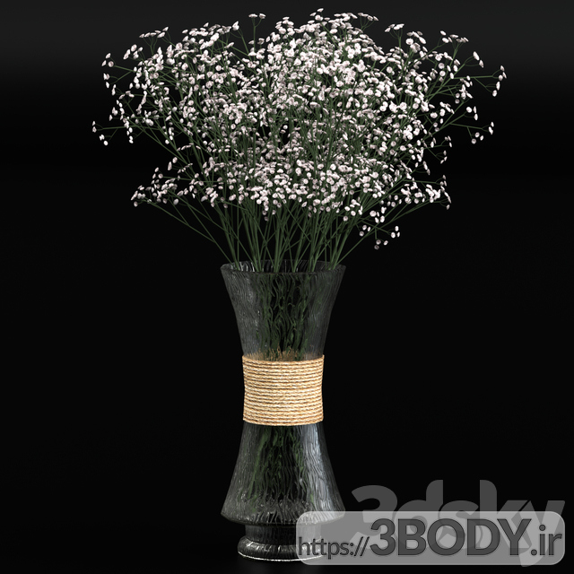 آبجکت سه بعدی گل و گلدان عکس 1