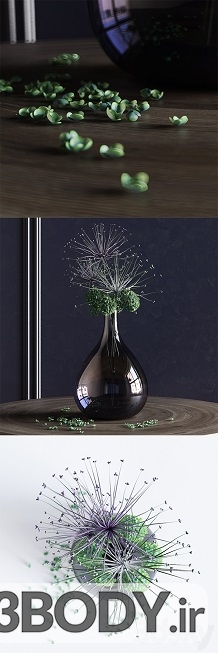 آبجکت سه بعدی گل در گلدان شیشه ای عکس 2