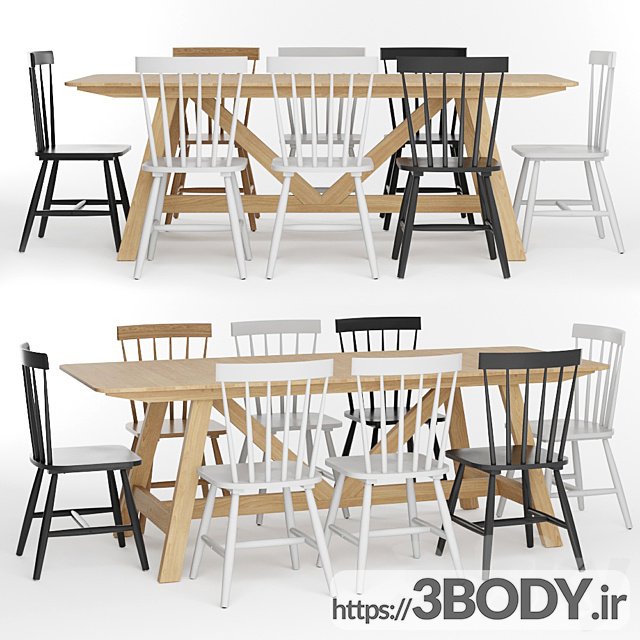 مدل سه بعدی میز و صندلی مدرن عکس 1