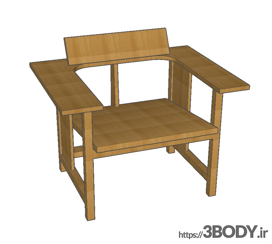 مدل سه بعدی اسکچاپ - صندلی دسته دار عکس 1