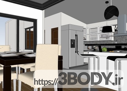 پروژه آماده صحنه داخلی سرویس کامل آشپزخانه برای sketchupt عکس 4