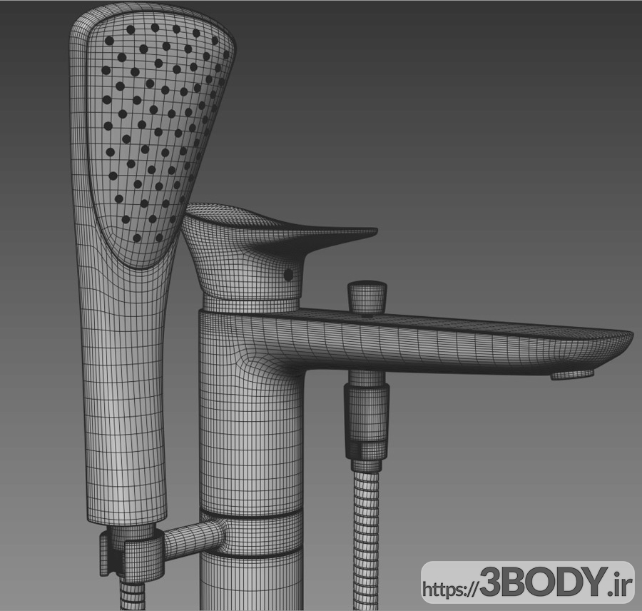 مدل سه بعدی شیر حمام ایستاده عکس 3