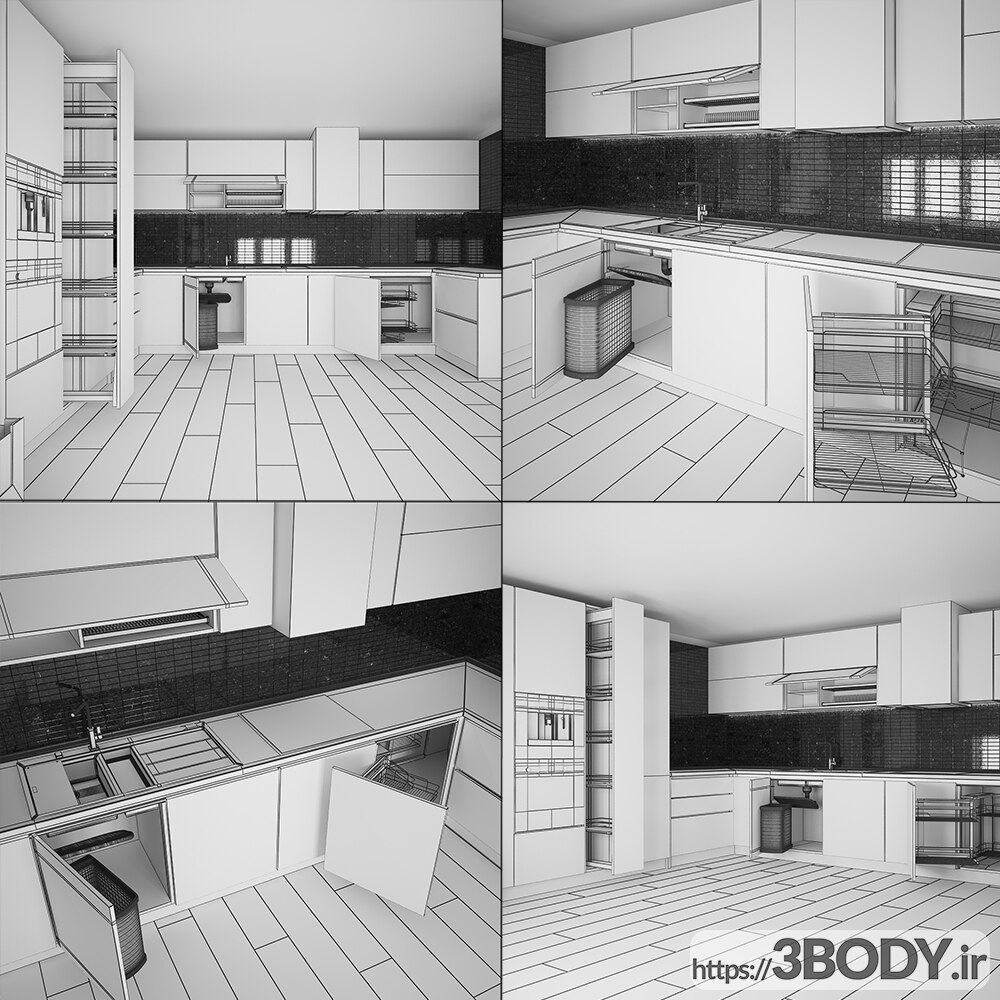 مدل سه بعدی مبلمان آشپزخانه عکس 3