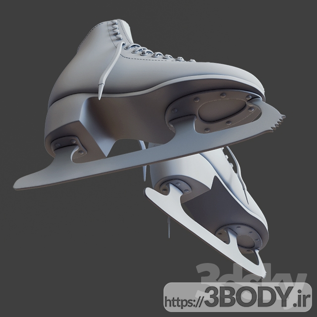 مدل سه بعدی کفش اسکی روی یخ عکس 2
