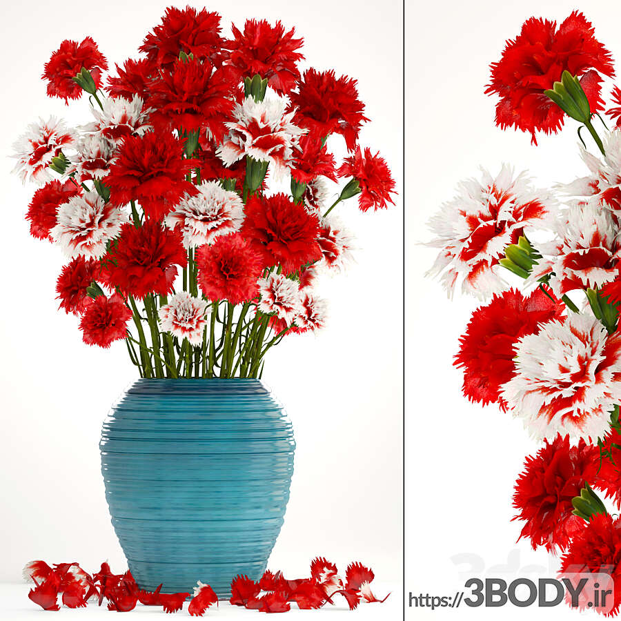آبجکت سه بعدی گل و گلدان عکس 1