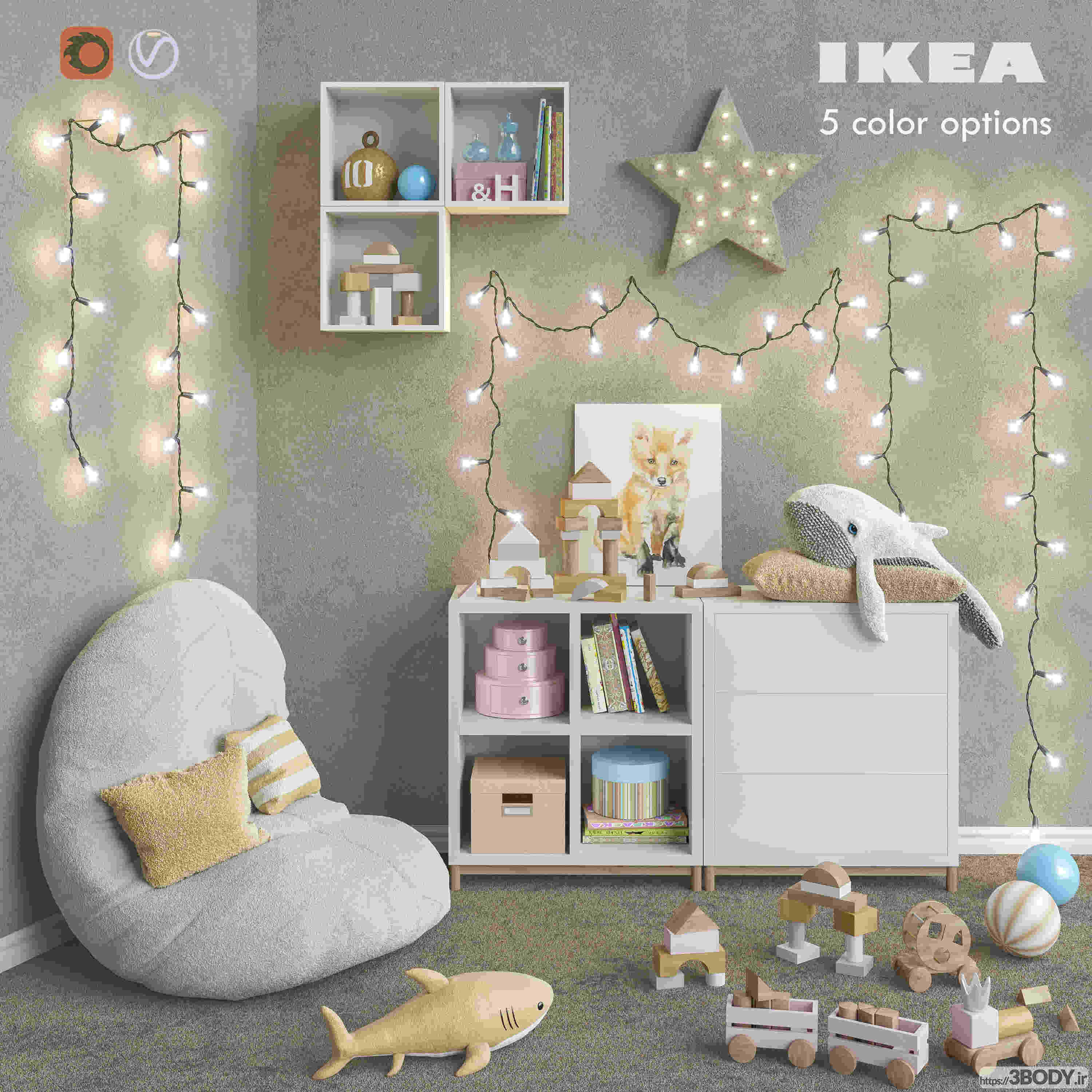 ابجکت ۳ بعدی اتاق کودک IKEA - مبلمان مدولار - لوازم جانبی - دکور و اسباب بازی - ست 6 عکس 1