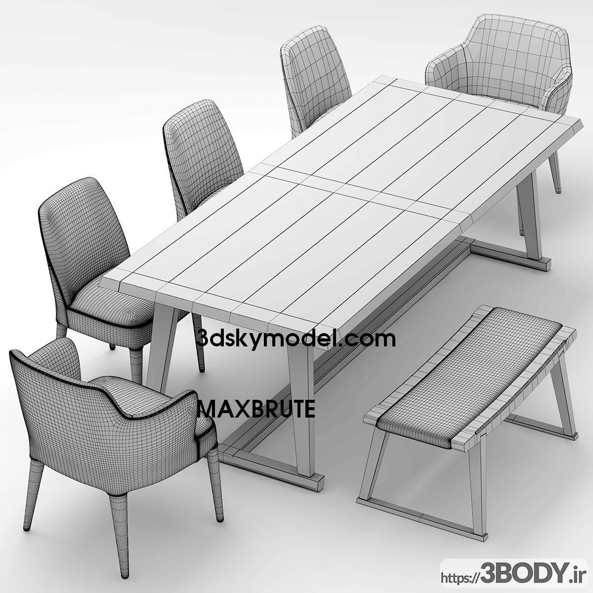 آبجکت سه بعدی ست میز و صندلی عکس 4