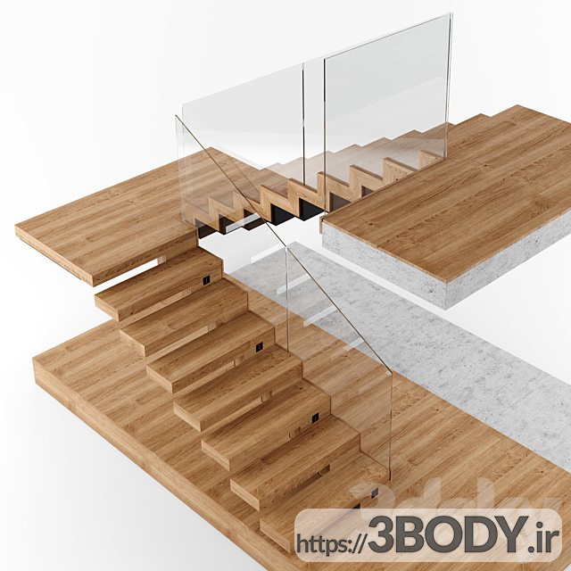 مدل سه بعدی راه پله داخلی مدرن عکس 4