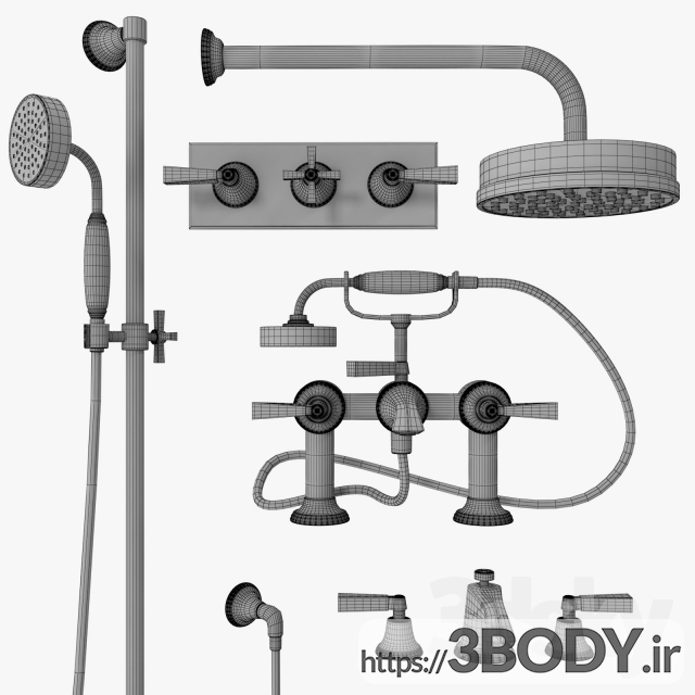 آبجکت سه بعدی ست شیرآلات حمام عکس 2
