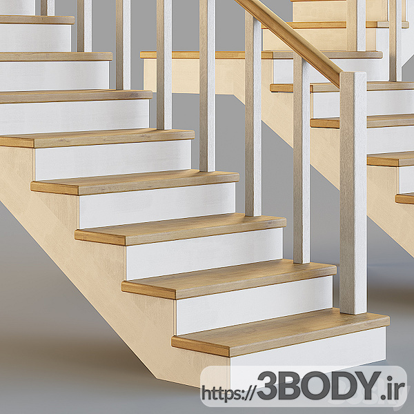 مدل سه بعدی پله چوبی عکس 4