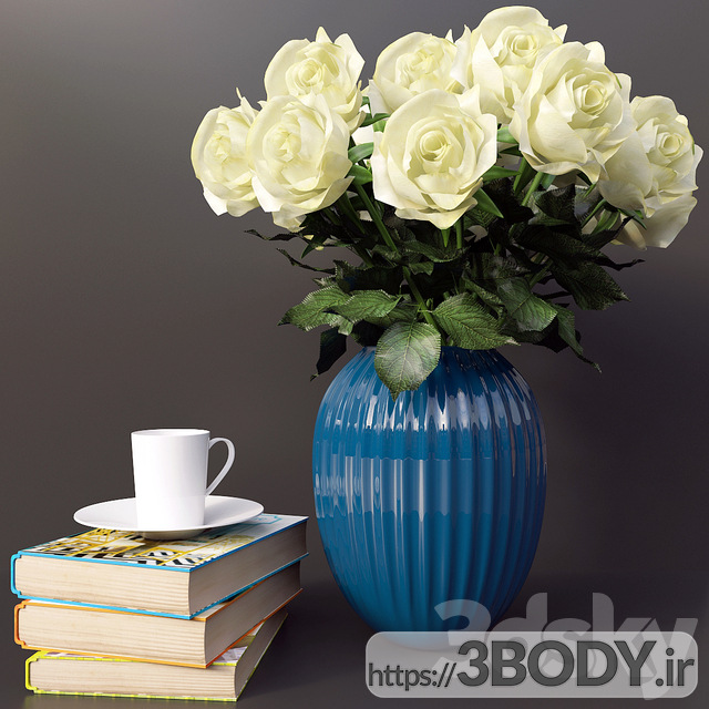 آبجکت سه بعدی گل و گلدان رومیزی عکس 1