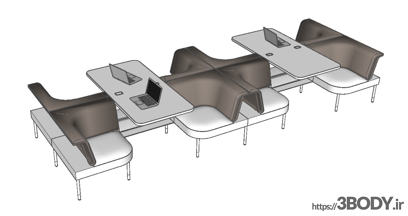 مدل سه بعدی اسکچاپ - صندلی و میز عکس 1