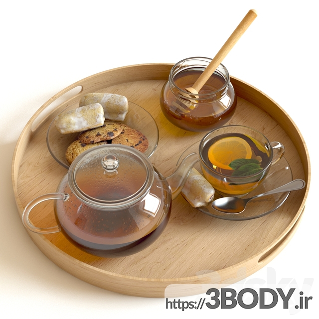 آبجکت سه بعدی چای و عسل عکس 2