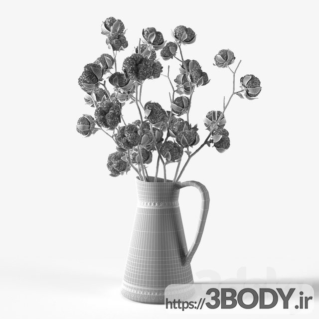آبجکت سه بعدی گل و گلدان رو میزی عکس 3