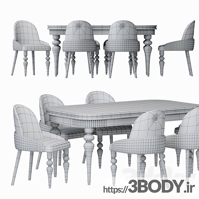 آبجکت سه بعدی میز و صندلی عکس 5