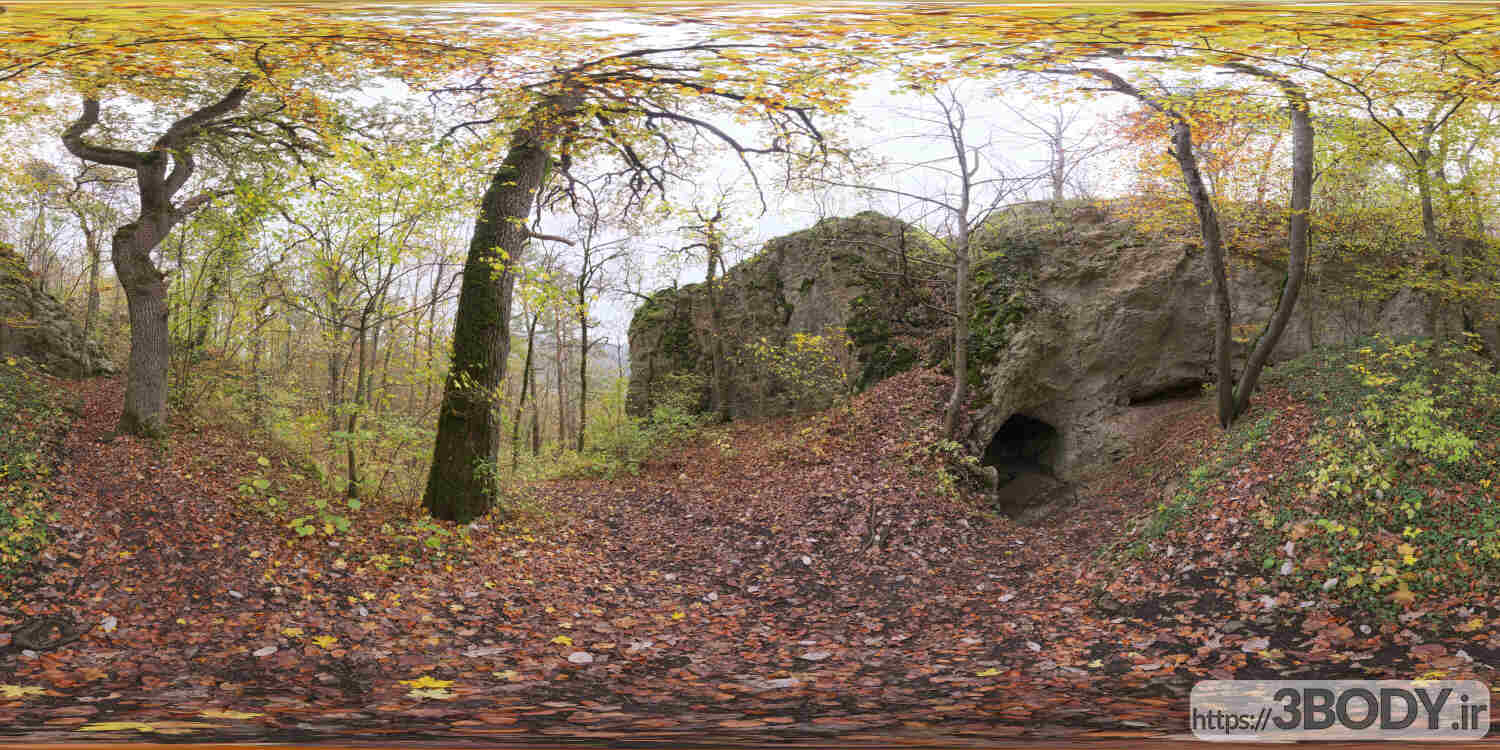 فایل HDRI خارجی غار جنگلی عکس 1