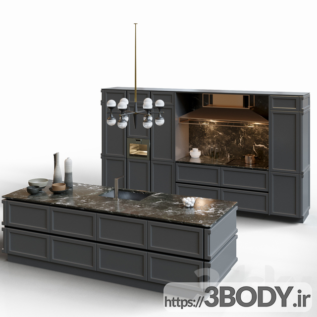مدل سه بعدی کابینت آشپزخانه عکس 1