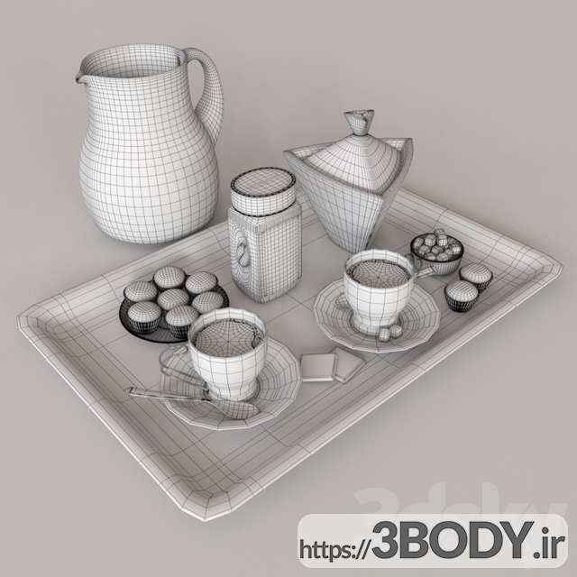 مدل سه بعدی سینی قهوه عکس 2