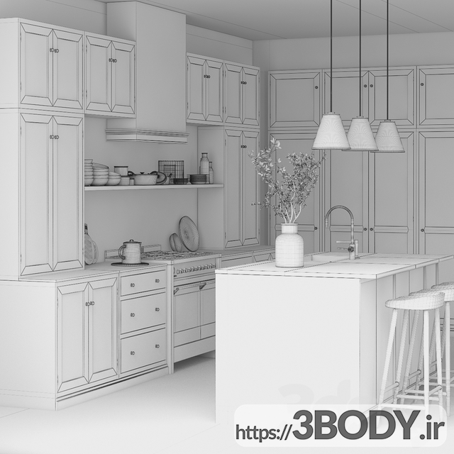 مدل سه بعدی دکور آشپزخانه عکس 5
