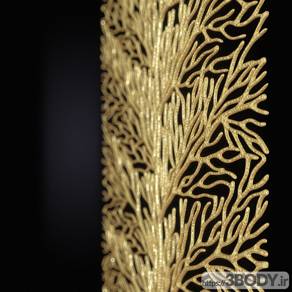 آبجکت سه بعدی پانل دیوار مرجانی  طلایی عکس 3