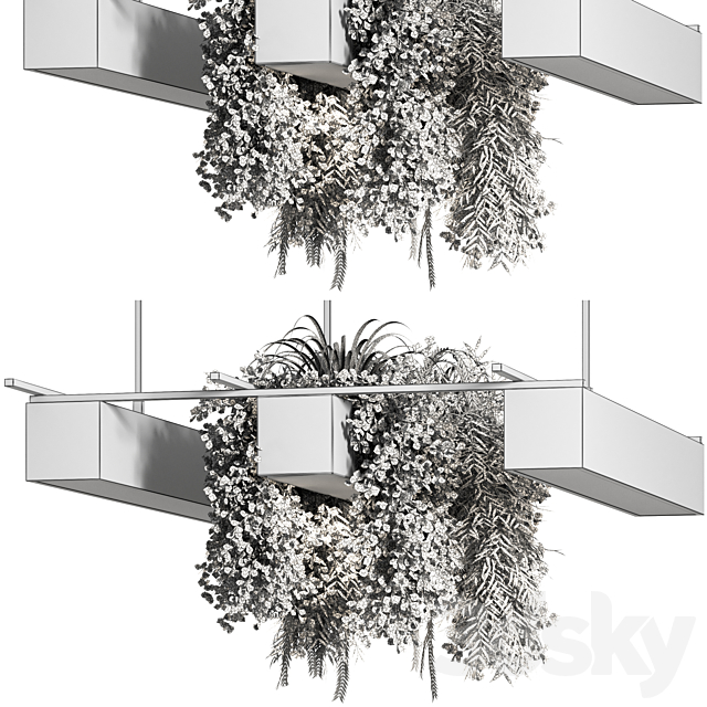 آبجکت سه بعدی لوستر سقفی گل عکس 4