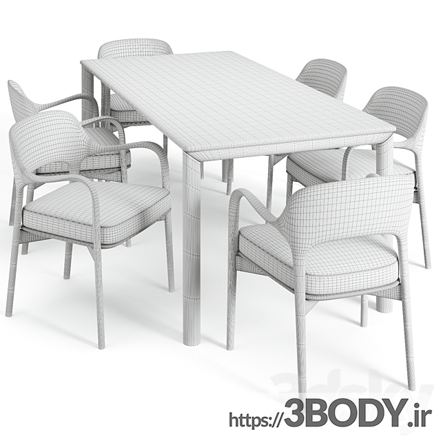 آبجکت سه بعدی میز و صندلی مدرن عکس 2
