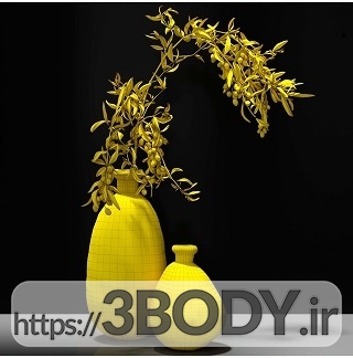 آبجکت سه بعدی شاخه زیتون در گلدان عکس 3