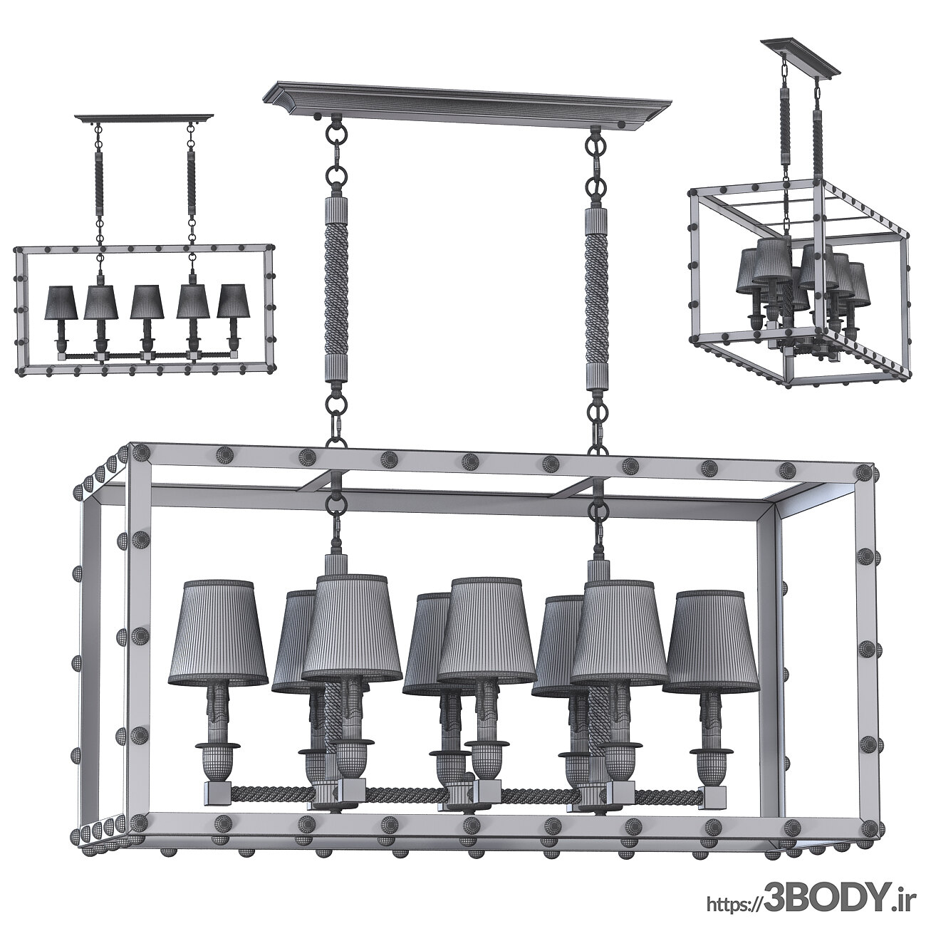 آبجکت ۳ بعدی  لوستر ، برق و مقاومت عکس 3