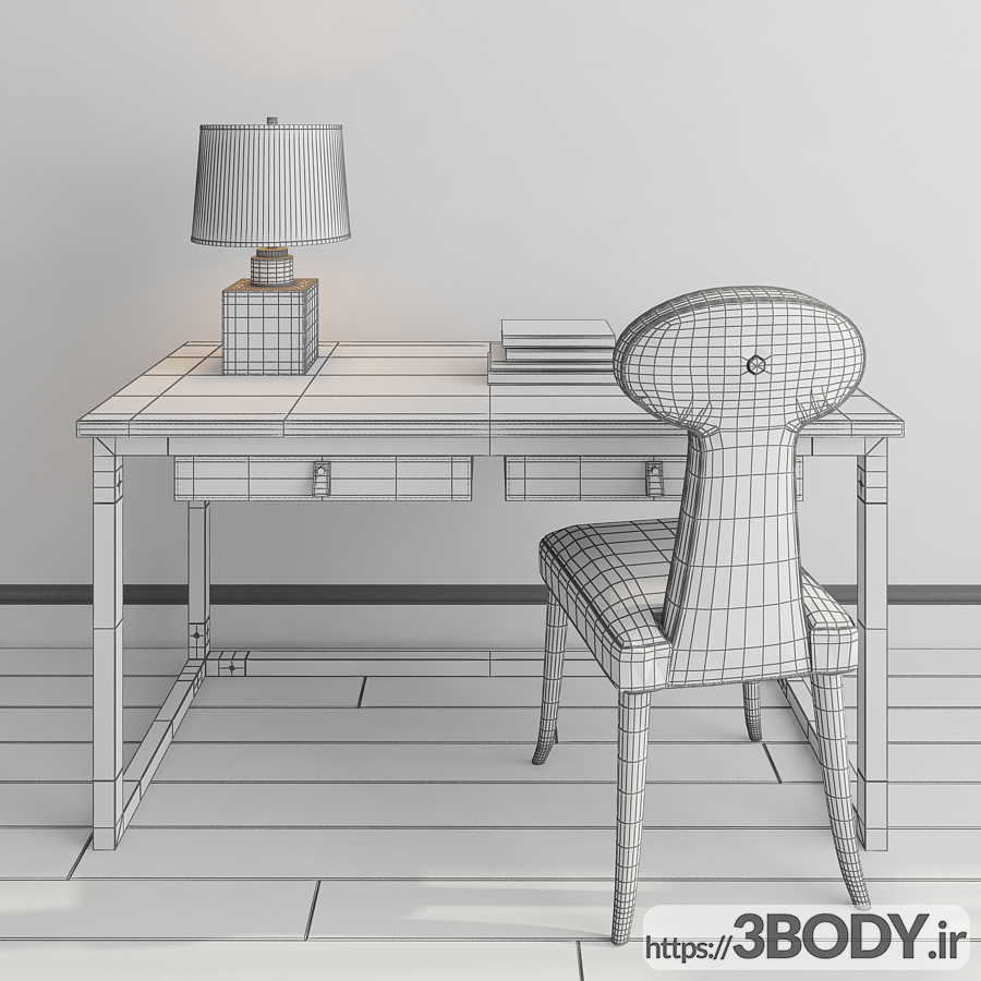 مدل سه بعدی میز و صندلی اداری عکس 3