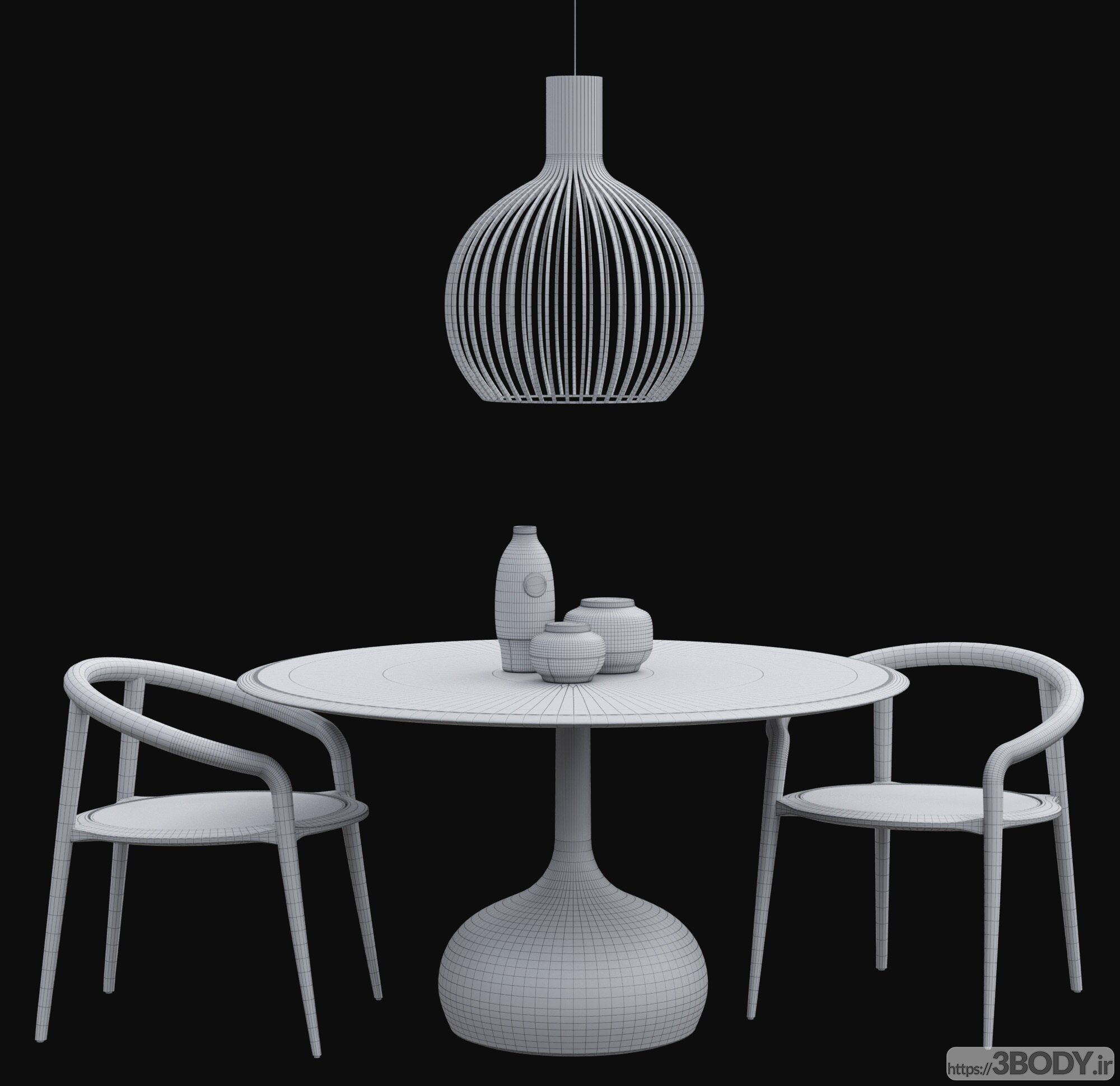 مدل سه بعدی  میز و صندلی ست میز گرد Alias Saen عکس 3