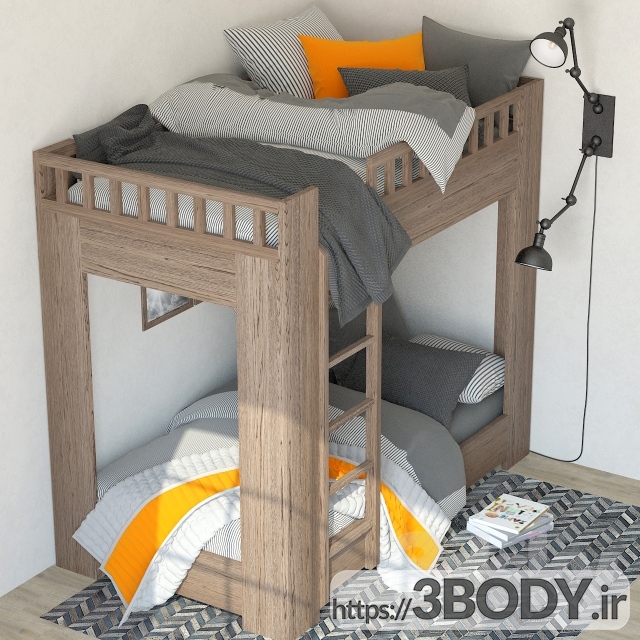 مدل سه بعدی تخت خواب بچه خت تختخواب سفری کالوم عکس 2