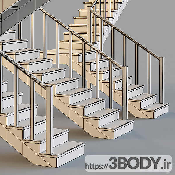 مدل سه بعدی پله چوبی عکس 3