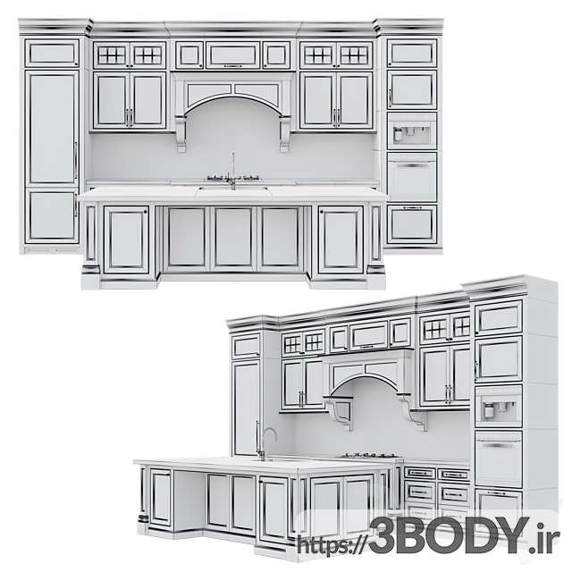 آبجکت سه بعدی آشپزخانه کلاسیک عکس 7