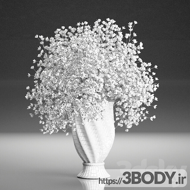 آبجکت سه بعدی گل و گلدان عکس 3