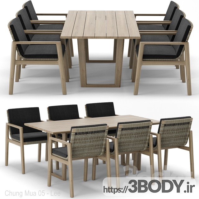 آبجکت سه بعدی  میز و صندلی در فضای باز عکس 1