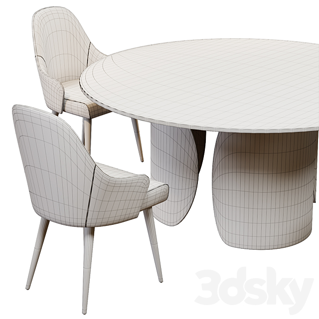 آبجکت سه بعدی میز و صندلی مدرن عکس 4