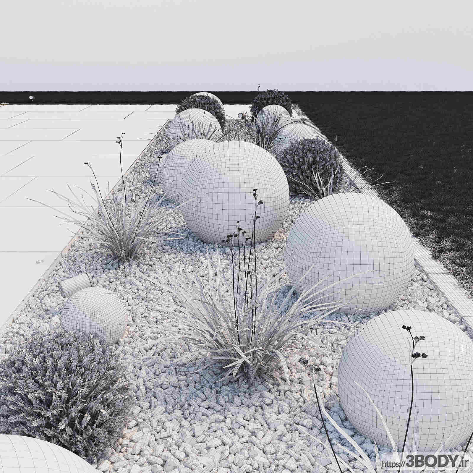 مدل سه بعدی باغچه و سنگ نما عکس 6