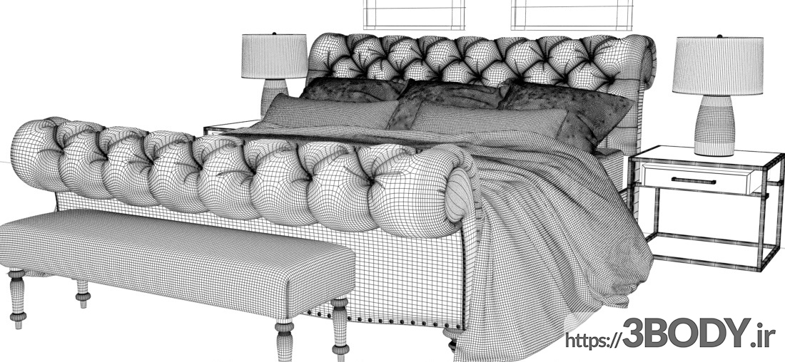 مدل سه بعدی تخت خواب لمسه عکس 2