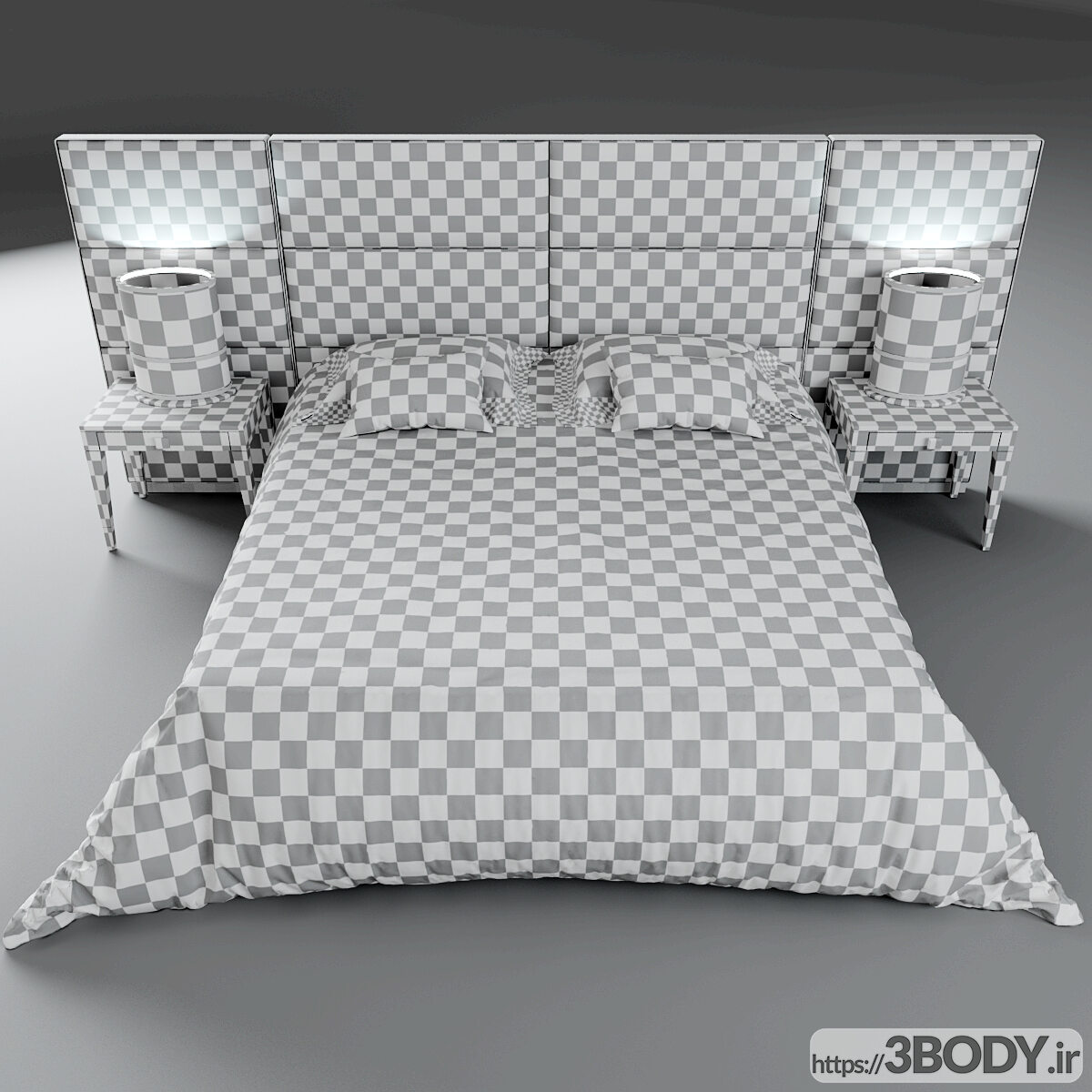 آبجکت سه بعدی تخت خواب دو نفره عکس 2