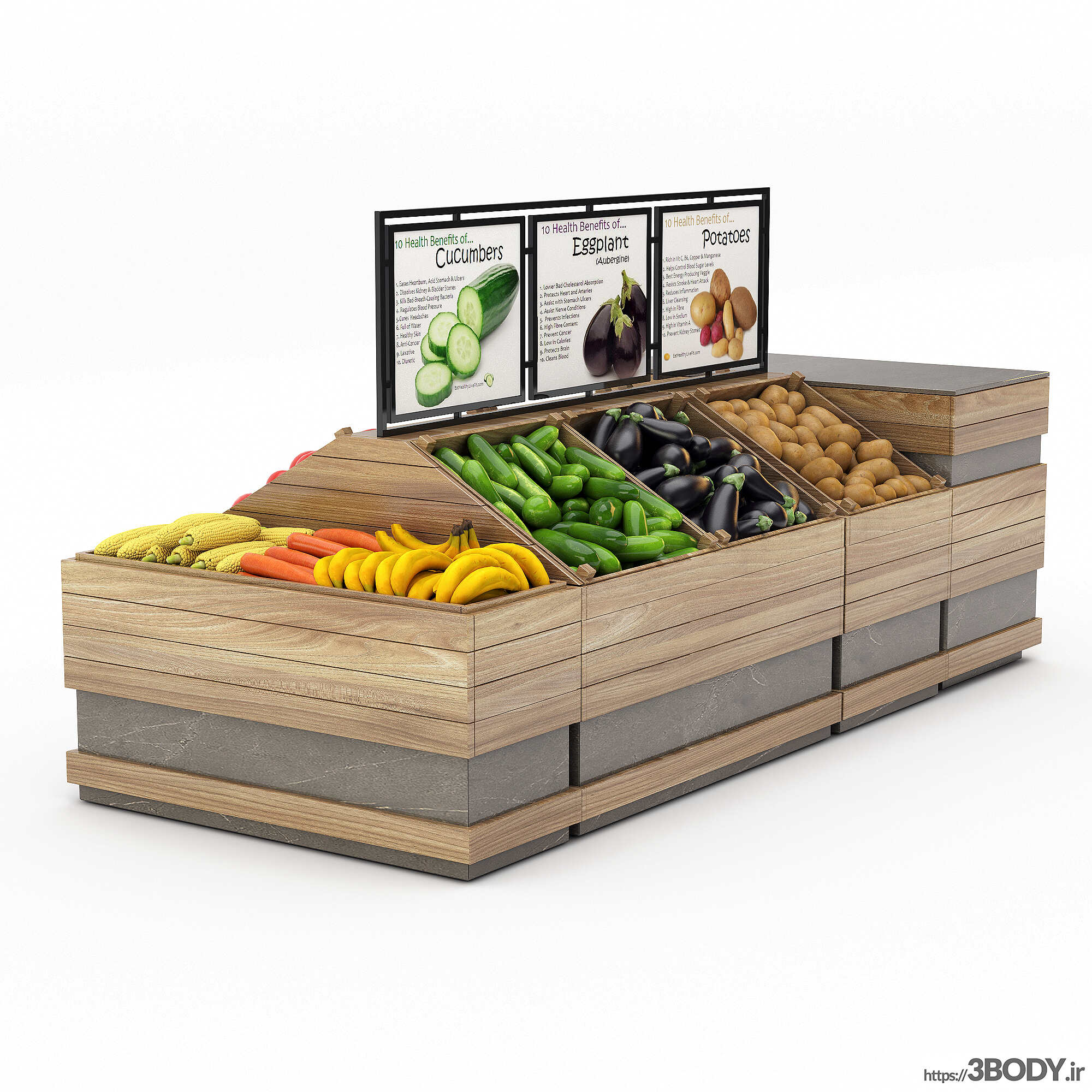 مدل سه بعدی جعبه های پر سبزیجات عکس 1