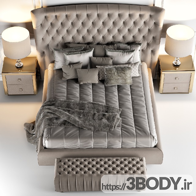 مدل سه بعدی تخت خواب لمسه عکس 1