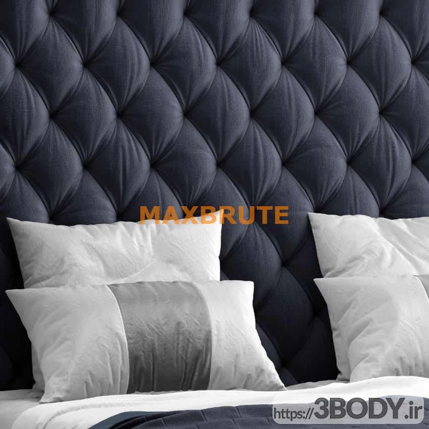 مدل سه بعدی تخت خواب دو نفره  خاکستری عکس 4