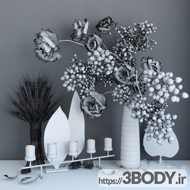 مدل  سه بعدی  لوازم دکوری ست تزئینی پاییزه عکس 3