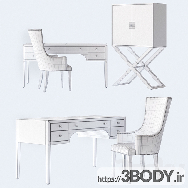 مدل سه بعدی صندلی و میز اداری عکس 3