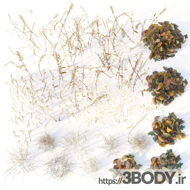 آبجکت سه بعدی چمن خشک پاییزی عکس 3