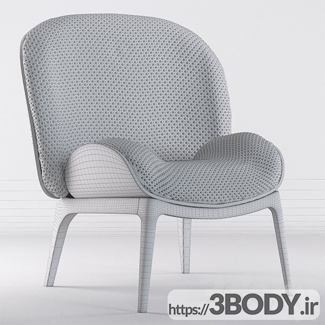 مدل سه بعدی  صندلی آبی عکس 3