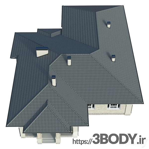 مدل سه بعدی خانه روستایی با گاراج (کلبه ) عکس 3