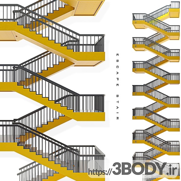 مدل سه بعدی پله فرار عکس 1