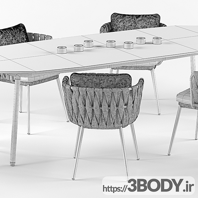 مدل سه بعدی  ست میز و صندلی عکس 1